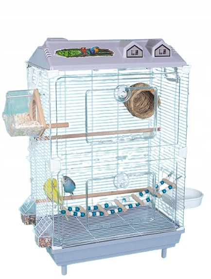 Klec Pro Ptáky Průhledná 47x30x77cm 8 Prvků Šedá