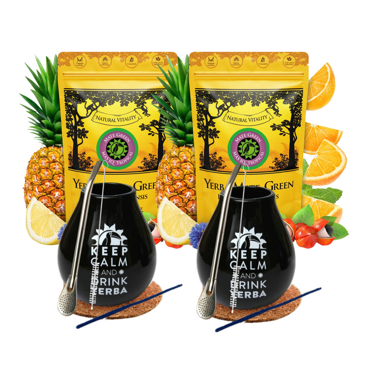 Yerba Mate Green Mas Iq Tropical 1500g Síla tropů Energie 3x 0,5 Kg
