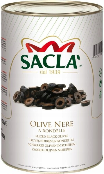 Černé olivy krájené kroužky 4.1 kg Sacla