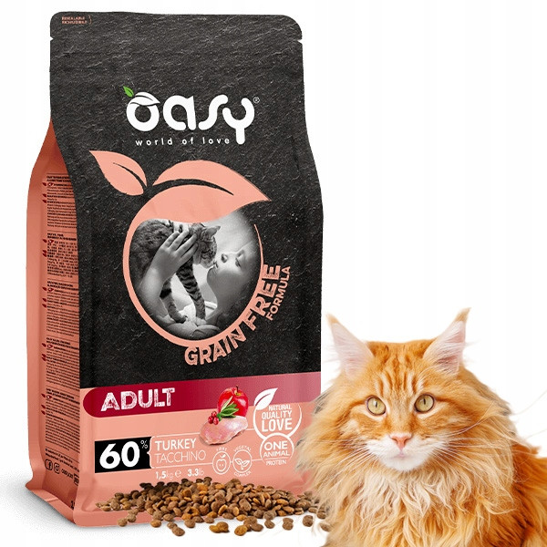 Oasy Dry Cat Grain Free Adult krůta suché krmivo pro kočky 1,5kg