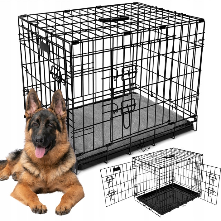 Kovová Kennelová klec pro ovčáka Černá Kotec přepravka Pro Psa XL