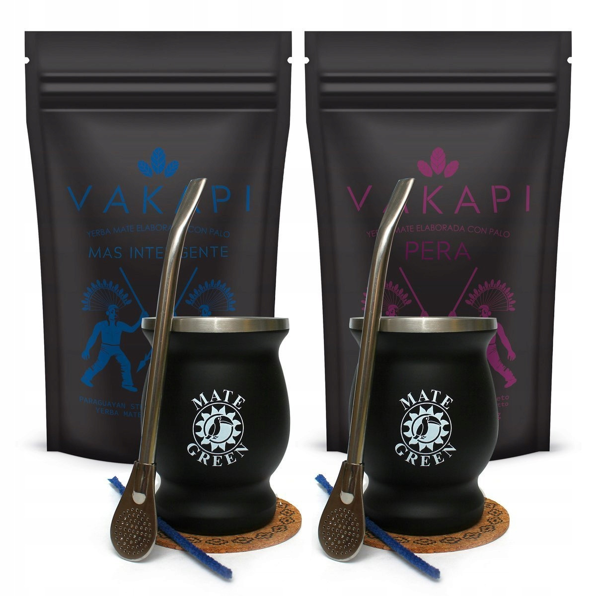 Zvětšená sada Yerba Mate Vakapi Dva Termomate a Příslušenství 2x 500g