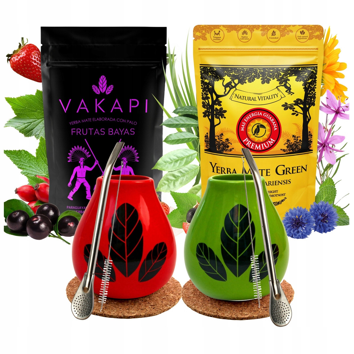 Dárková Sada Yerba Mate Matero Bombilla Pro Dva Guarana 2x500g