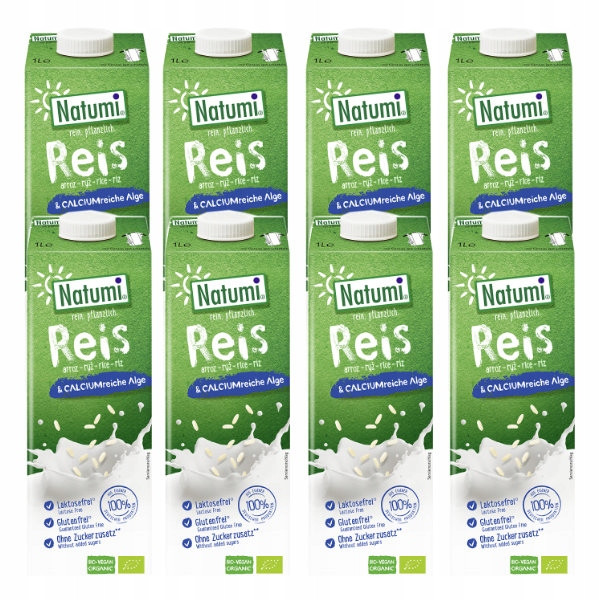 8x Rýžový nápoj s mořskými řasami (vápník) bez přidaných cukrů, bezlepkový Bi