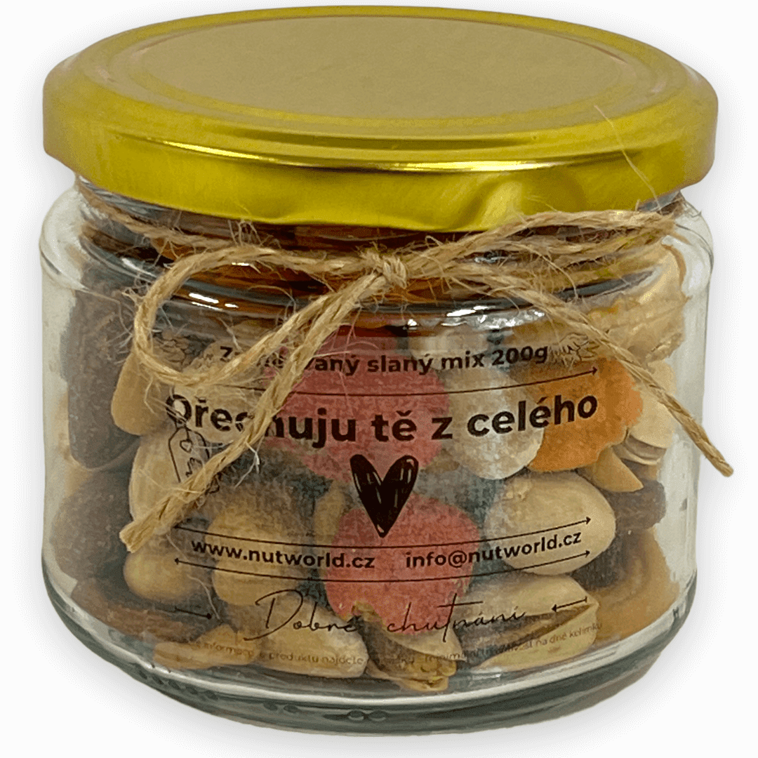Nutworld.cz Zamilovaná ořechová směs ve skle slaná 160g - Ořechuju Tě