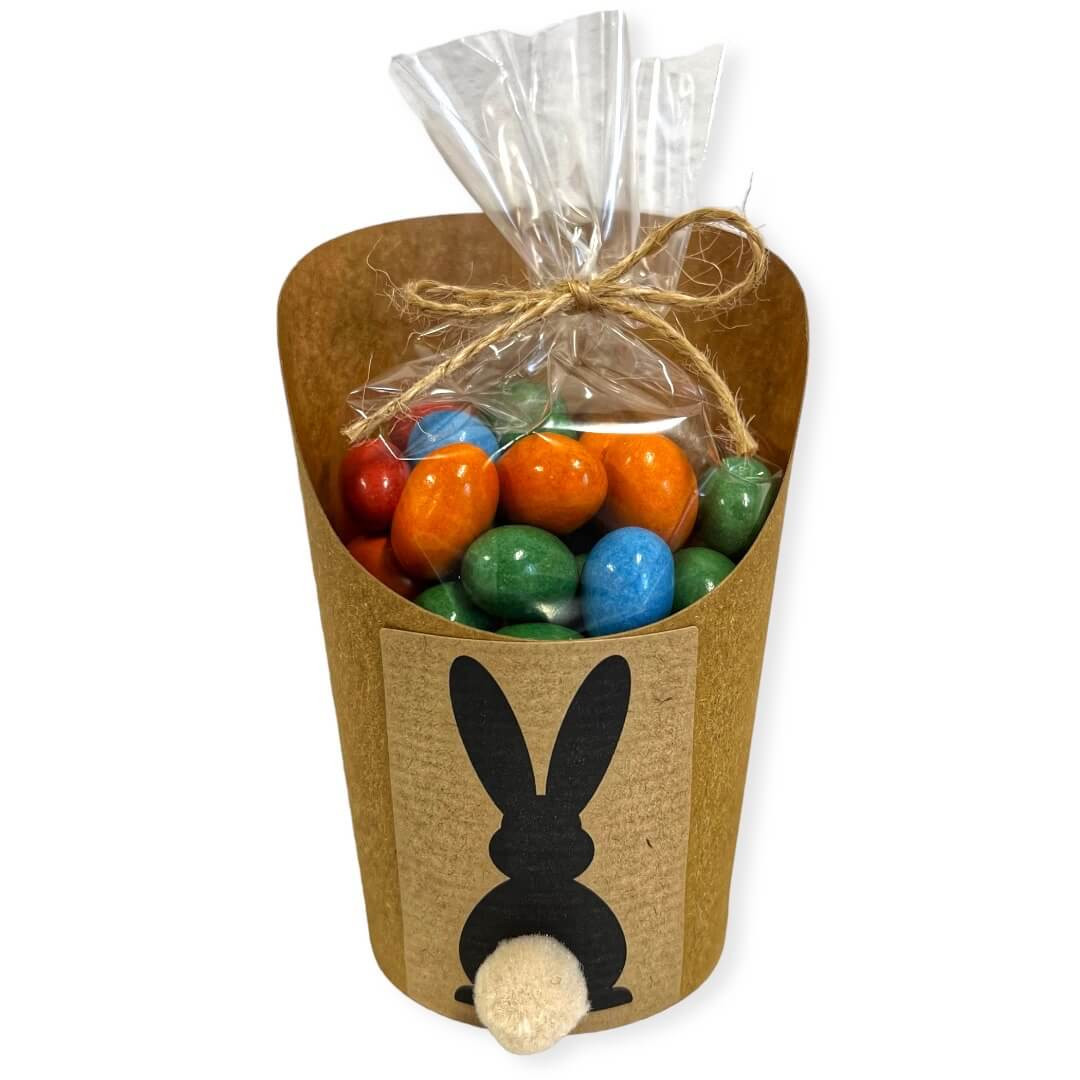 Nutworld.cz Čokoládová vajíčka s arašídy  v celofánku a kelímku se zajíčkem 180g