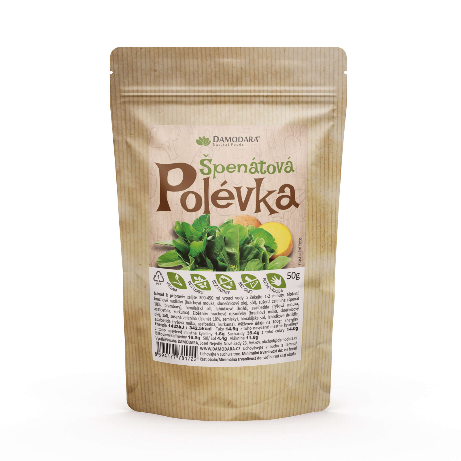 Damodara Polévka instantní - ŠPENÁTOVÁ 50g