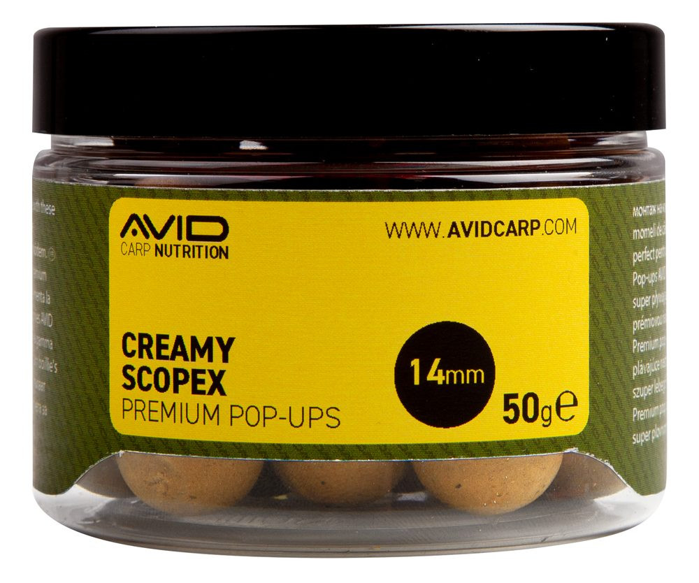 Avid Plovoucí boilie Premium Pop-Ups Creamy Scopex 14mm 50g