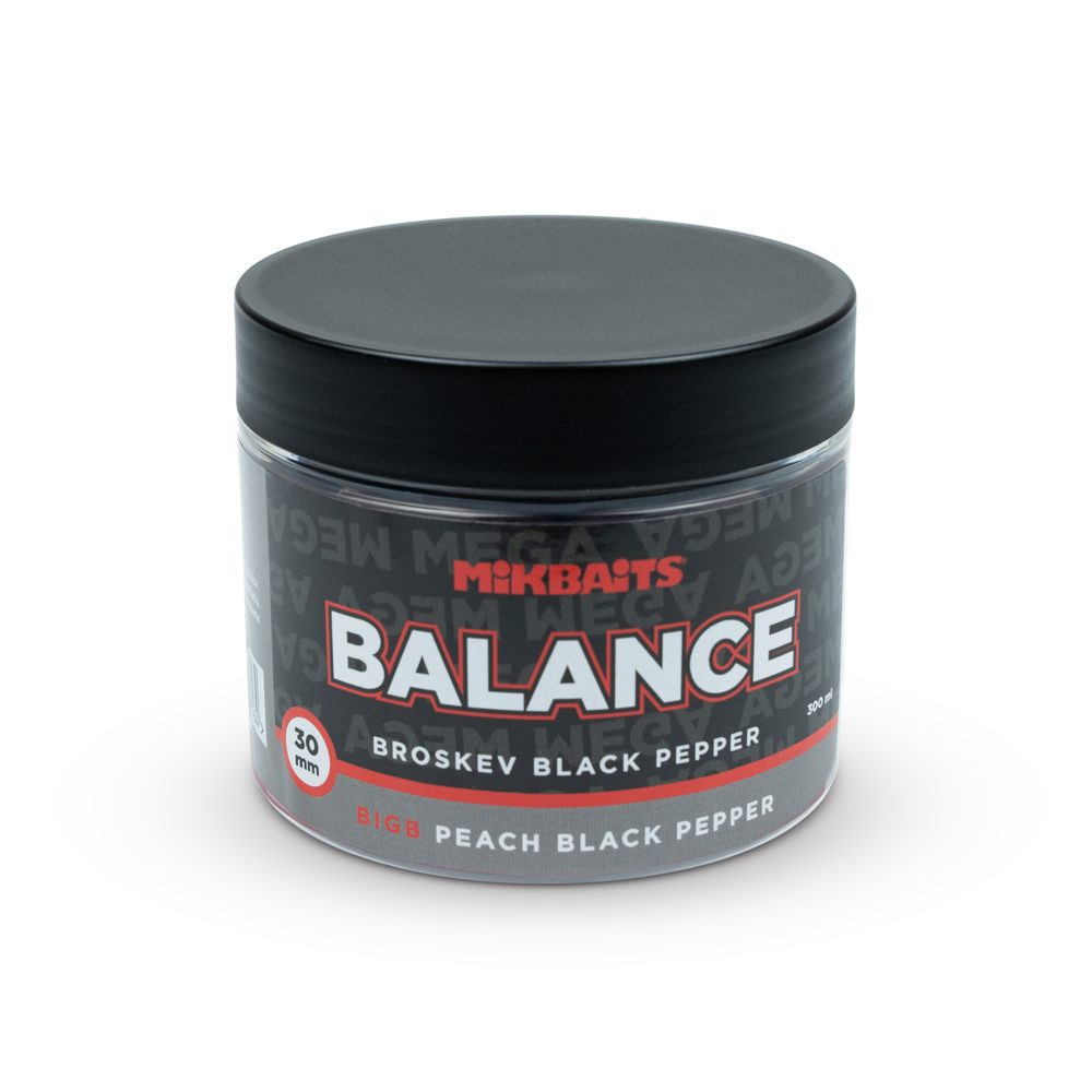 Mikbaits Boilies Mega Balance 30mm 300ml - BigB Broskev Pepř