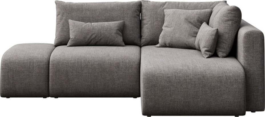 Šedá rozkládací rohová pohovka s úložným prostorem (pravý roh/s lenoškou) Lumine – Ghado