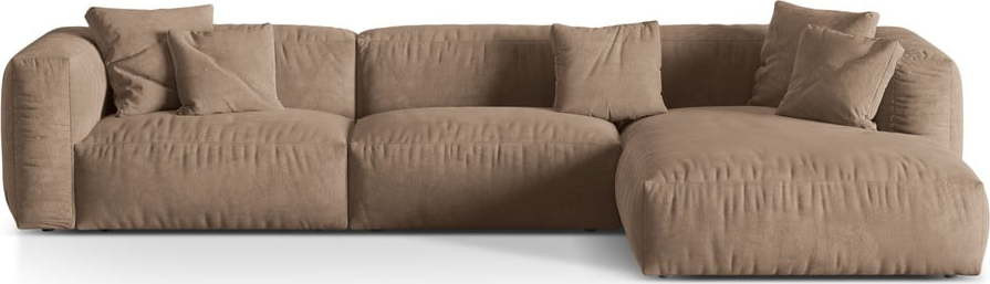 Světle hnědá modulární rohová pohovka z textilie bouclé (pravý roh) Martina – Micadoni Home