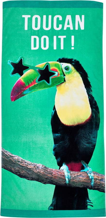 Zelená bavlněná plážová osuška 76x160 cm Toucan Do It – Catherine Lansfield