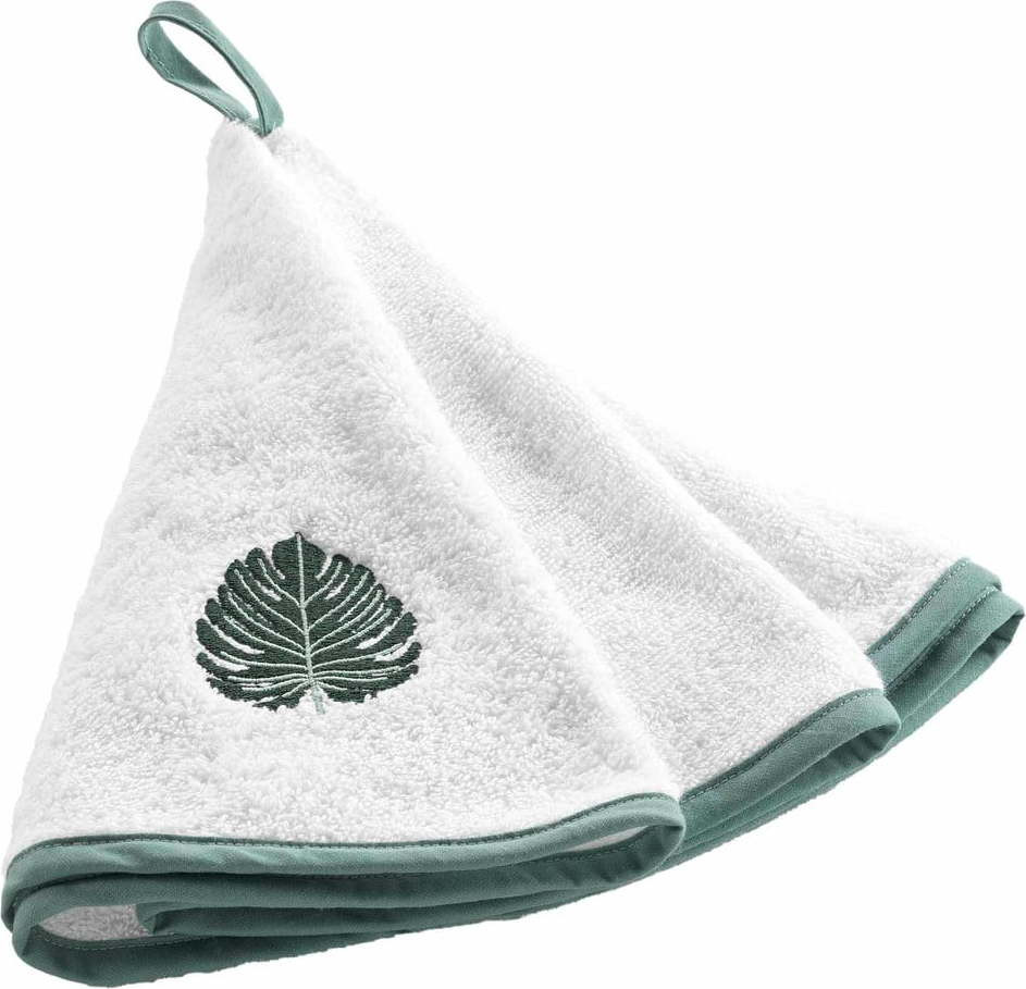 Bílo-zelený froté bavlněný ručník 60 cm Ardenia – douceur d'intérieur