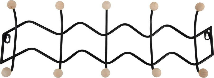 Černý kovový nástěnný věšák 61 cm Zig Zag – PT LIVING