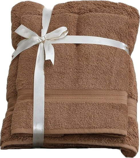 Hnědé froté bavlněné ručníky a osušky v sadě 2 ks – Foutastic