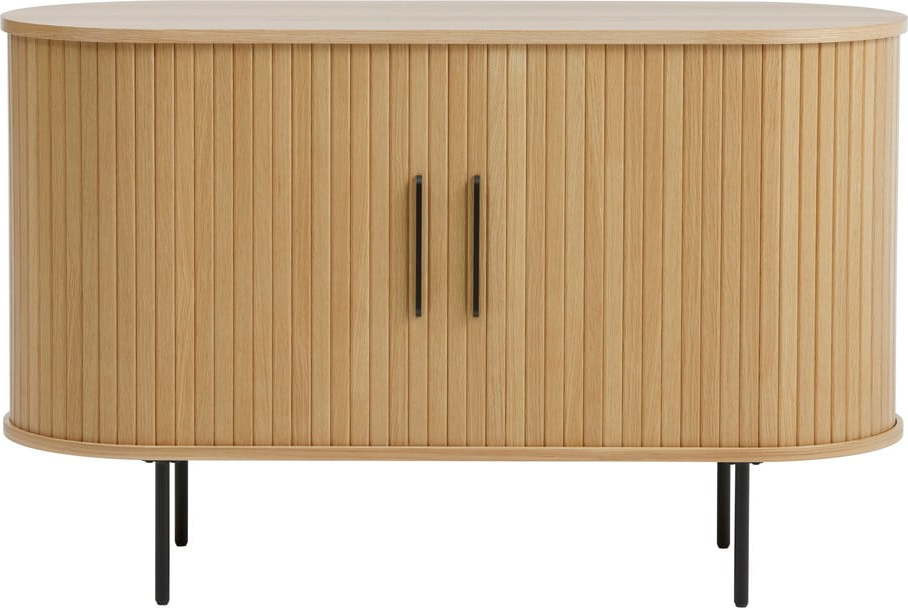 Komoda v dekoru dubu s posuvnými dveřmi v přírodní barvě 120x76x45 cm Nola – Unique Furniture