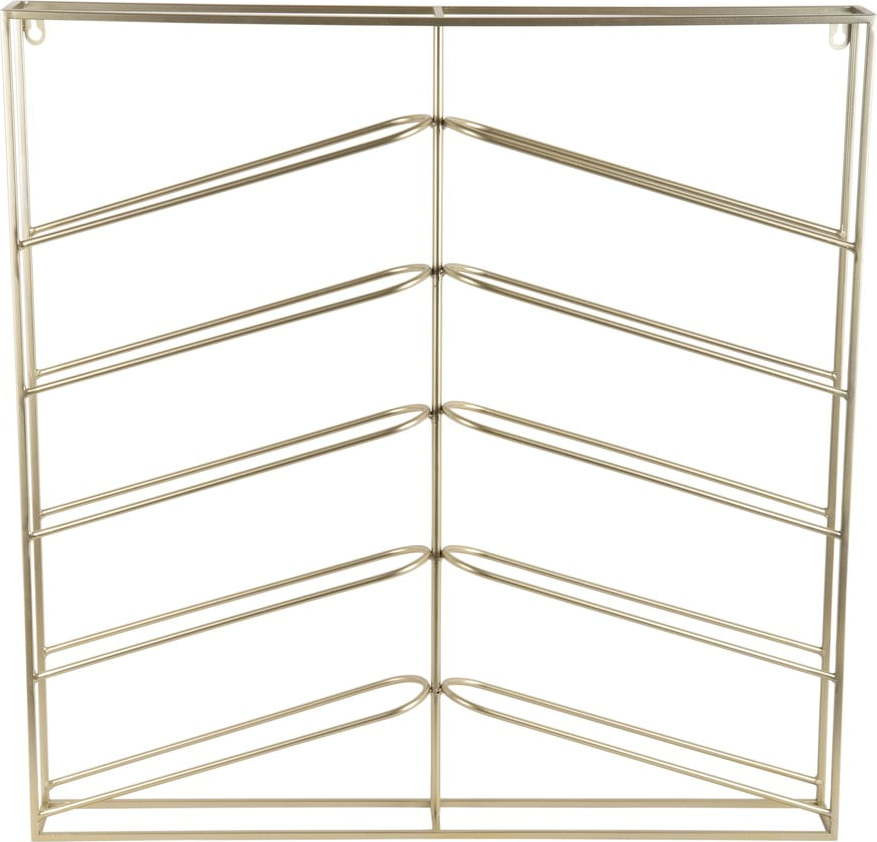 Nástěnný kovový regál na víno ve zlaté barvě počet lahví 10 67x66x7,5 cm Cuadro – PT LIVING
