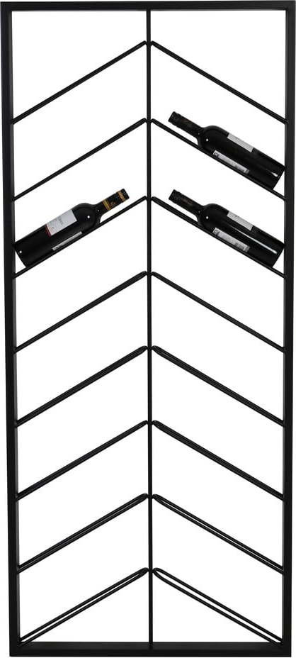 Černý nástěnný kovový regál na víno počet lahví 16 70x160x6 cm Malbeo – Light & Living