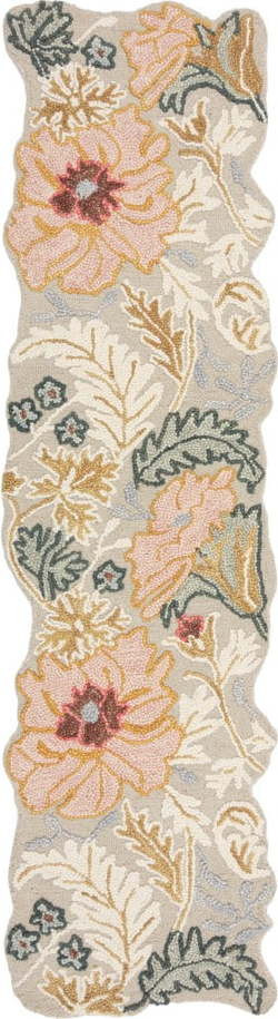 Světle růžový ručně tkaný vlněný běhoun 60x230 cm Daphne Shaped Floral – Flair Rugs
