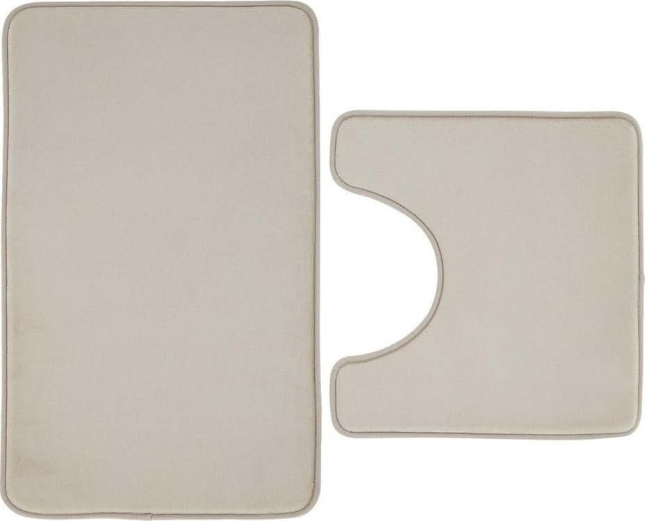 Béžové WC koupelnové předložky z paměťové pěny v sadě 2 ks 50x80 cm Anti-Bacterial – Catherine Lansfield