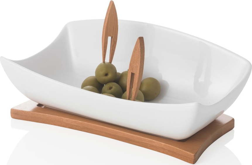 Bílá porcelánovo-bambusová servírovací mísa Hors D'Oeuvre – Brandani
