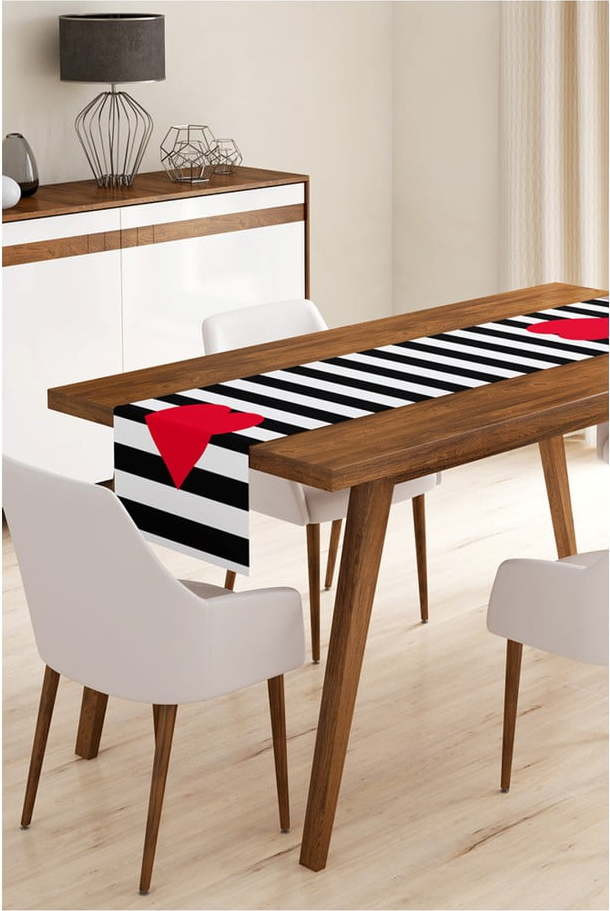 Běhoun na stůl 45x140 cm Black Stripes – Minimalist Cushion Covers