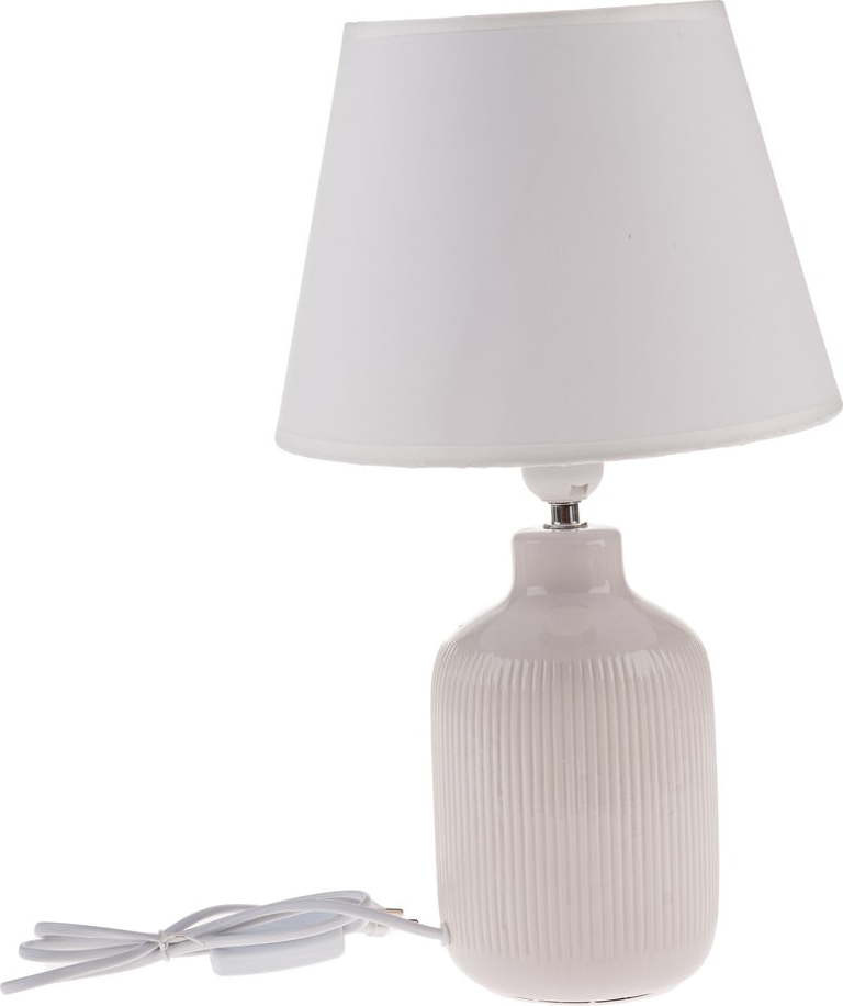 Krémová stolní lampa s textilním stínidlem (výška 41 cm) – Dakls