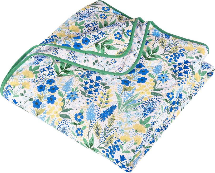 Zeleno-modrý prošívaný přehoz 220x230 cm Tilly Floral – Catherine Lansfield