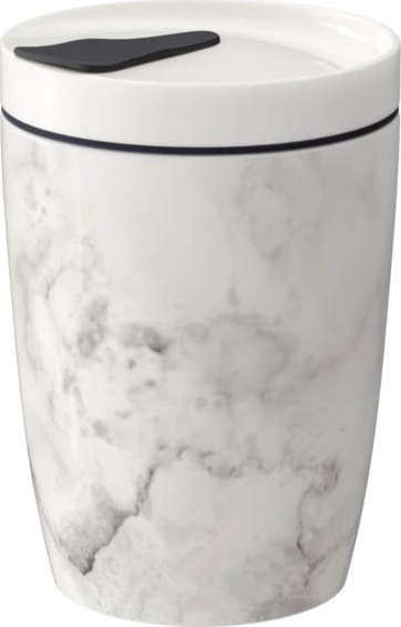 Šedo-bílý porcelánový cestovní hrnek Villeroy & Boch Like To Go, 290 ml