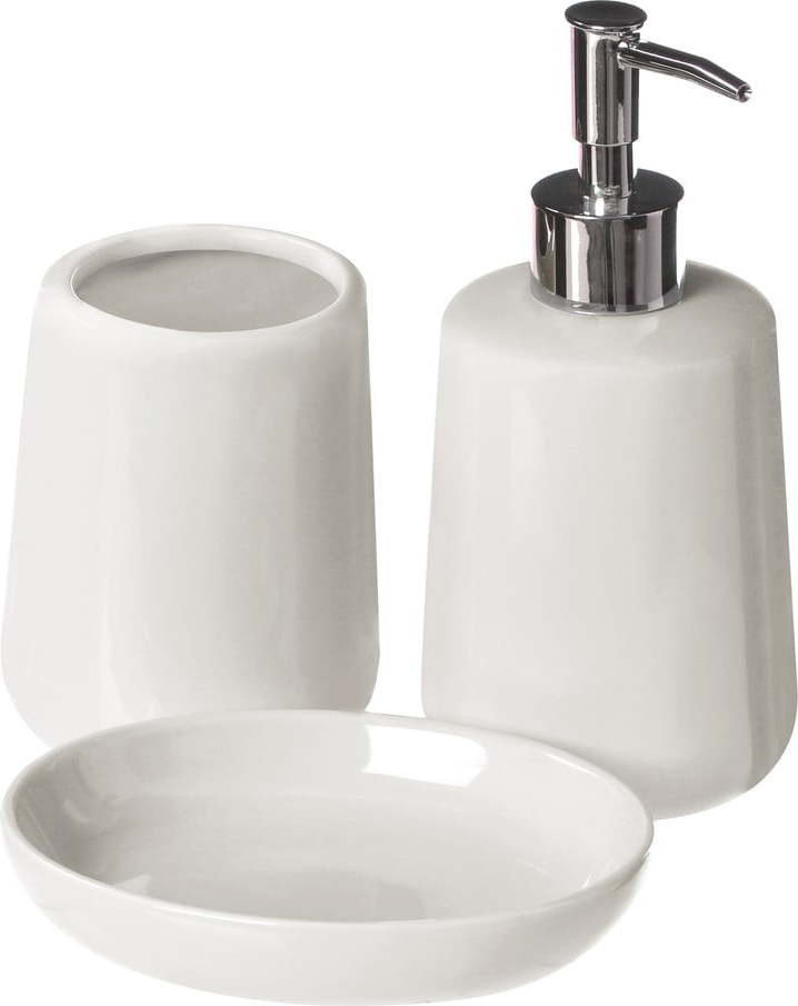 Bílá kamenná sada doplňků do koupelny Moon – Premier Housewares