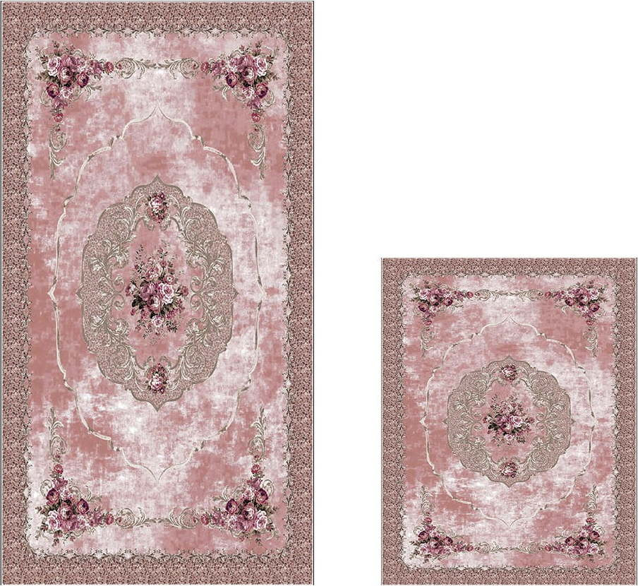 Růžové koupelnové předložky v sadě 2 ks 60x100 cm – Foutastic