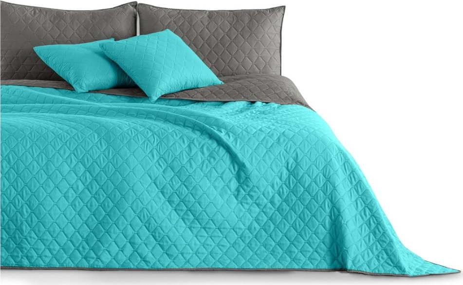 Tyrkysový přehoz z mikrovlákna DecoKing Axel, 170 x 210 cm