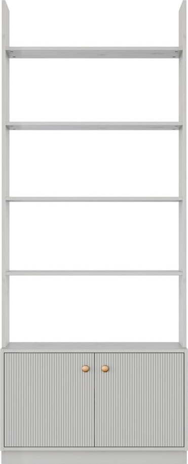 Světle šedá modulární knihovna z borovicového dřeva 80x200 cm Madu – WOOOD