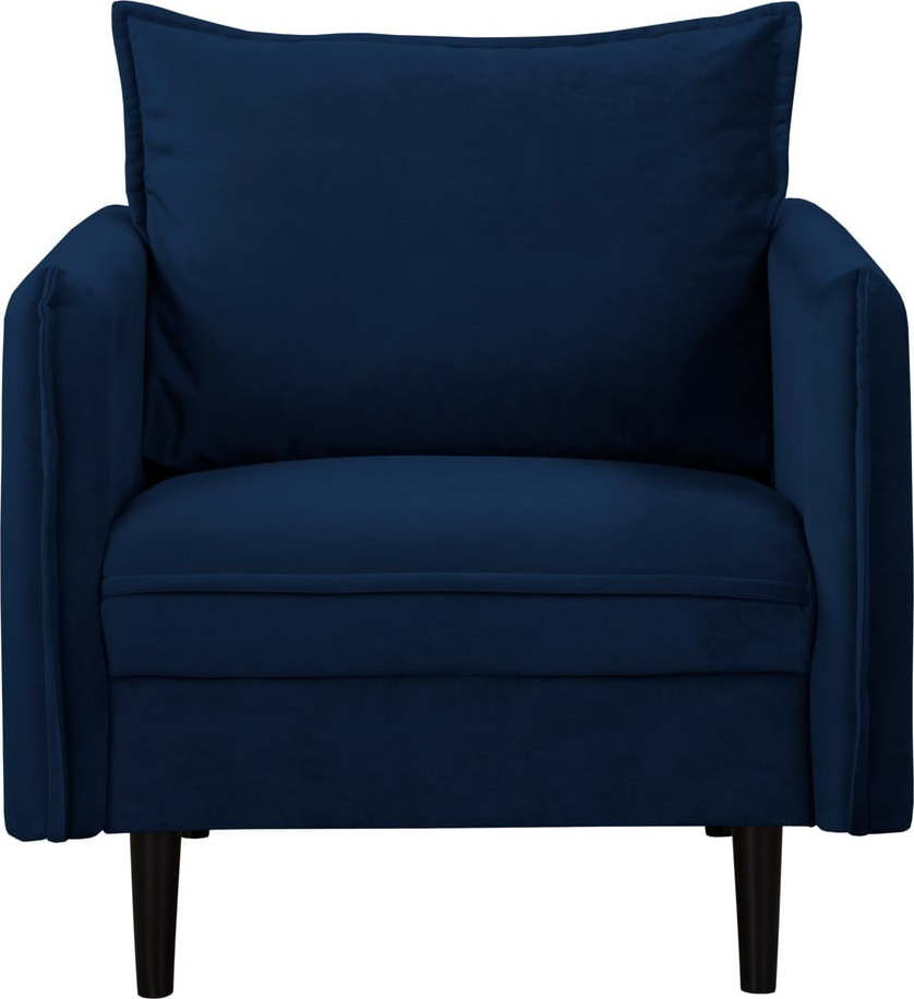 Tmavě modré sametové křeslo Juli – Ropez