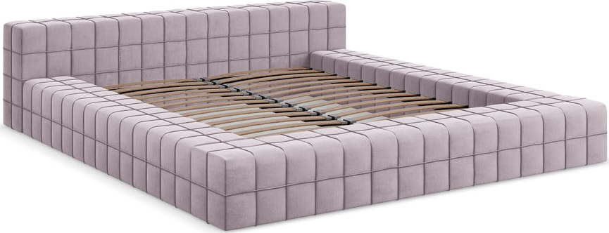 Čalouněná dvoulůžková postel v levandulové barvě s roštem 140x200 cm Akela – Makamii