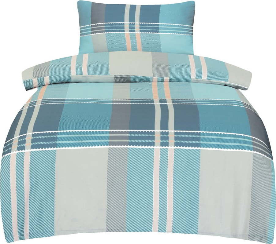 Modré povlečení na jednolůžko z bavlněného saténu 140x200 cm Monty – My House