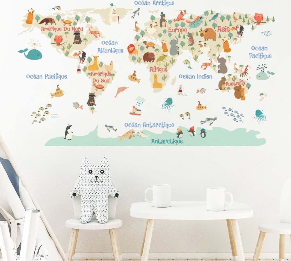 Dětská mapa 130x130 cm Pastel World Map – Ambiance