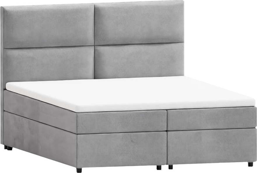 Světle šedá boxspring postel s úložným prostorem 140x200 cm Rico – Ropez