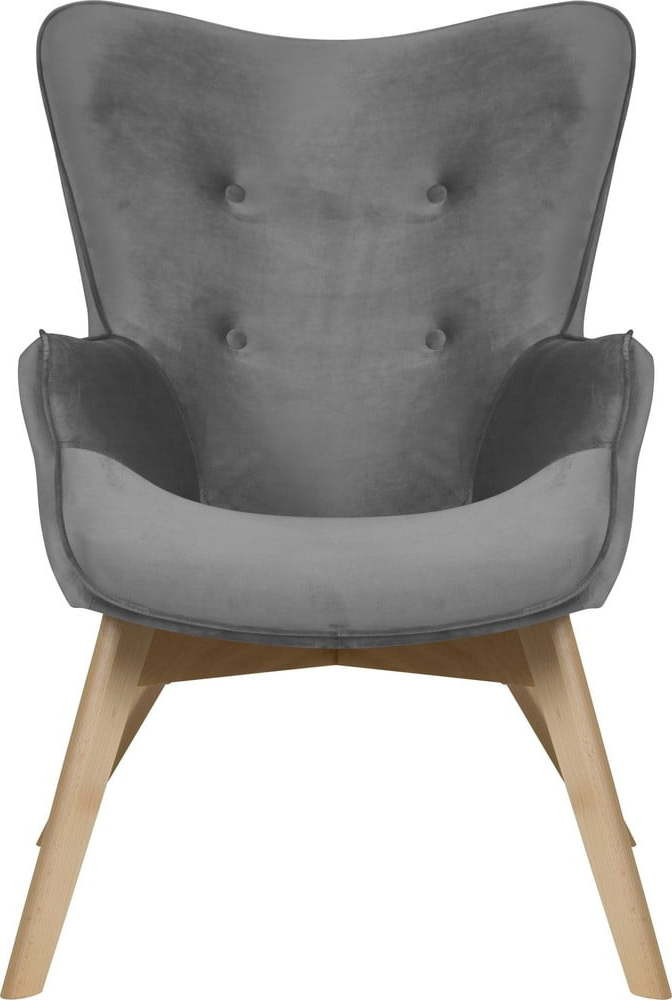Šedé sametové křeslo Niko – Ropez