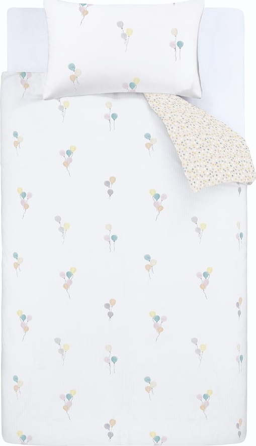 Bílo-béžové flanelové dětské povlečení na dvoulůžko 200x200 cm Balloons Spot – Bianca