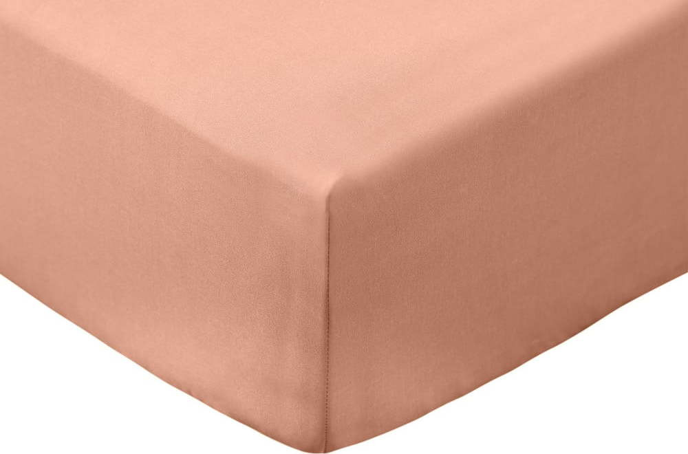 Napínací prostěradlo v terakotové barvě z bavlněného perkálu 185x200 cm Cotton Percale – Bianca