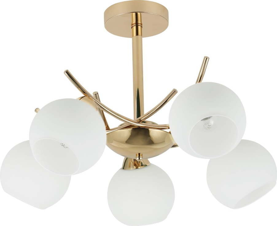 Stropní svítidlo se skleněným stínidlem v bílo-zlaté barvě 52x52 cm Amos – Candellux Lighting