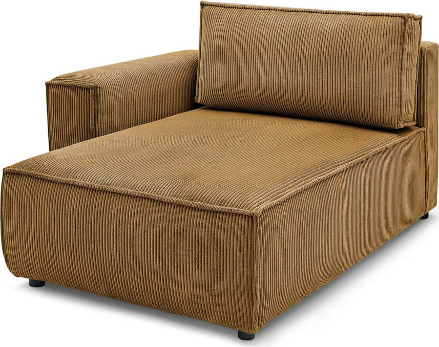 Manšestrový modul pohovky v hořčicové barvě, levý roh Nihad modular – Bobochic Paris