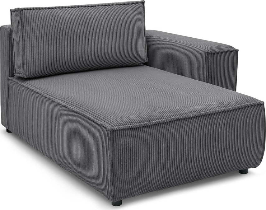 Tmavě šedý manšestrový modul pohovky, pravý roh Nihad modular – Bobochic Paris