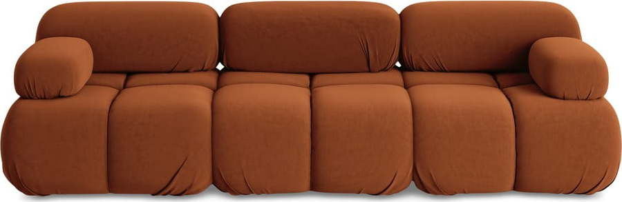 Oranžová sametová modulární pohovka 285 cm Lokua – Makamii