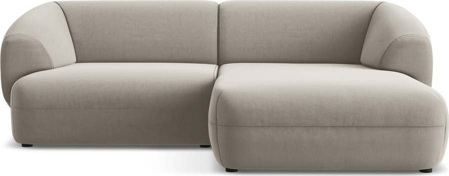 Béžová sametová rohová pohovka (pravý roh) Moana – Makamii