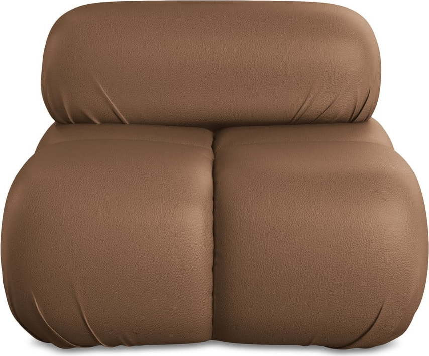 Hnědý modul pohovky z imitace kůže Lokua – Makamii