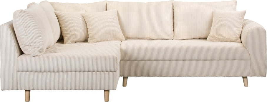 Krémová manšestrová rohová pohovka (levý roh) Ariella – Ropez