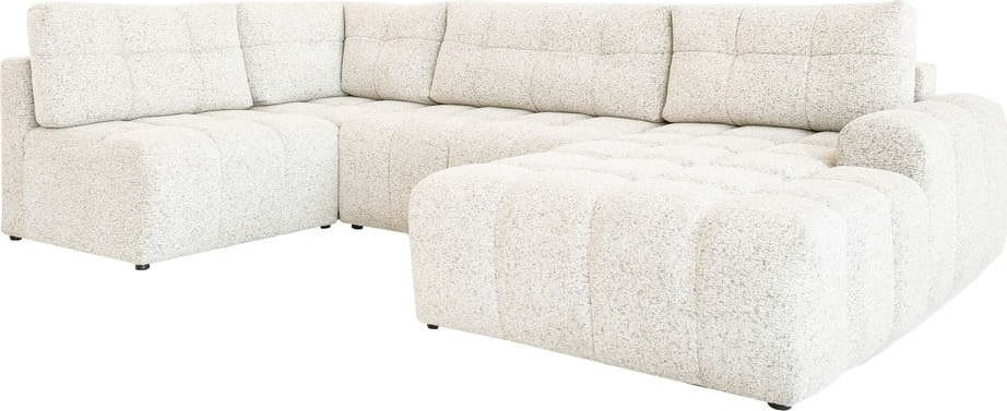 Krémová rozkládací modulární rohová pohovka s úložným prostorem (pravý roh) Lulu – Miuform