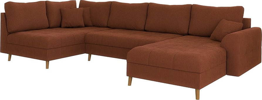 Manšestrová rohová pohovka v cihlové barvě (pravý roh) Ariella – Ropez